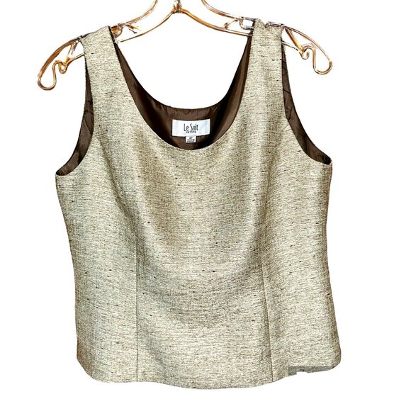 Le Suit 8P Champagne Beige 3-Piece Blazer Vest Skirt Set Quiet Luxury Career - Picture 8 of 12